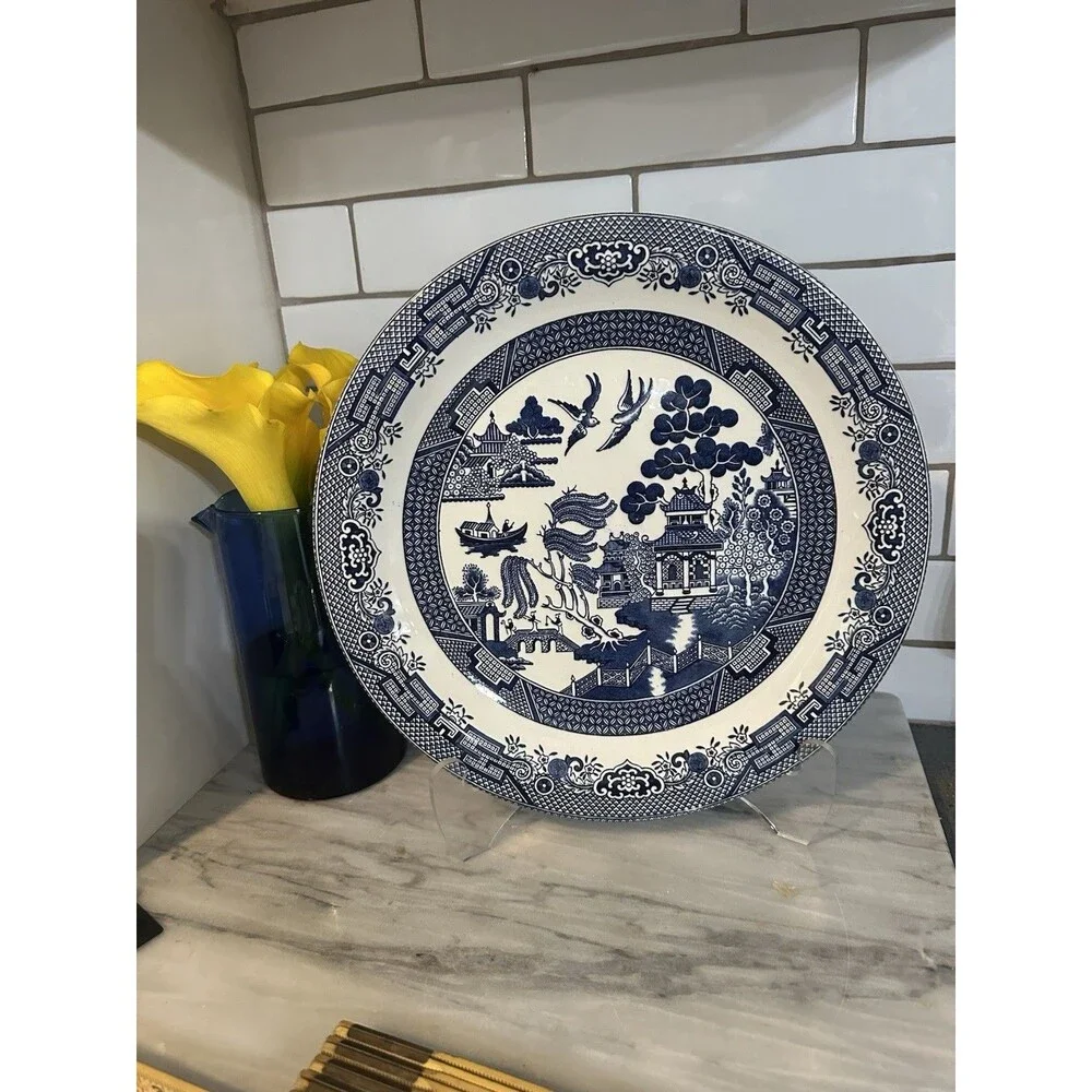 Churchill Blue Willow Round Chop Plate Serving Platter 12 Inch Made in England